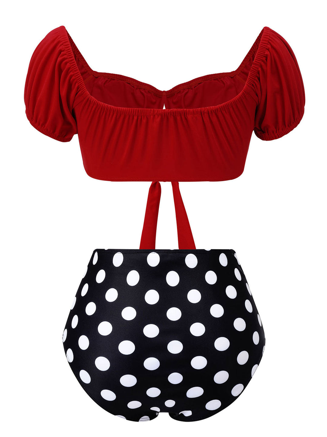1950s Red &amp; Black Polka Dot Halter Swimsuit, vintage swimsuit, pin-up swimwear - perfect for women who love vintage and retro fashion