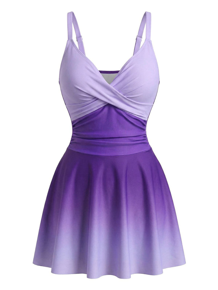 [Pre-Sale] Mirrored Ombre Front Twist One-Piece Swim Dress