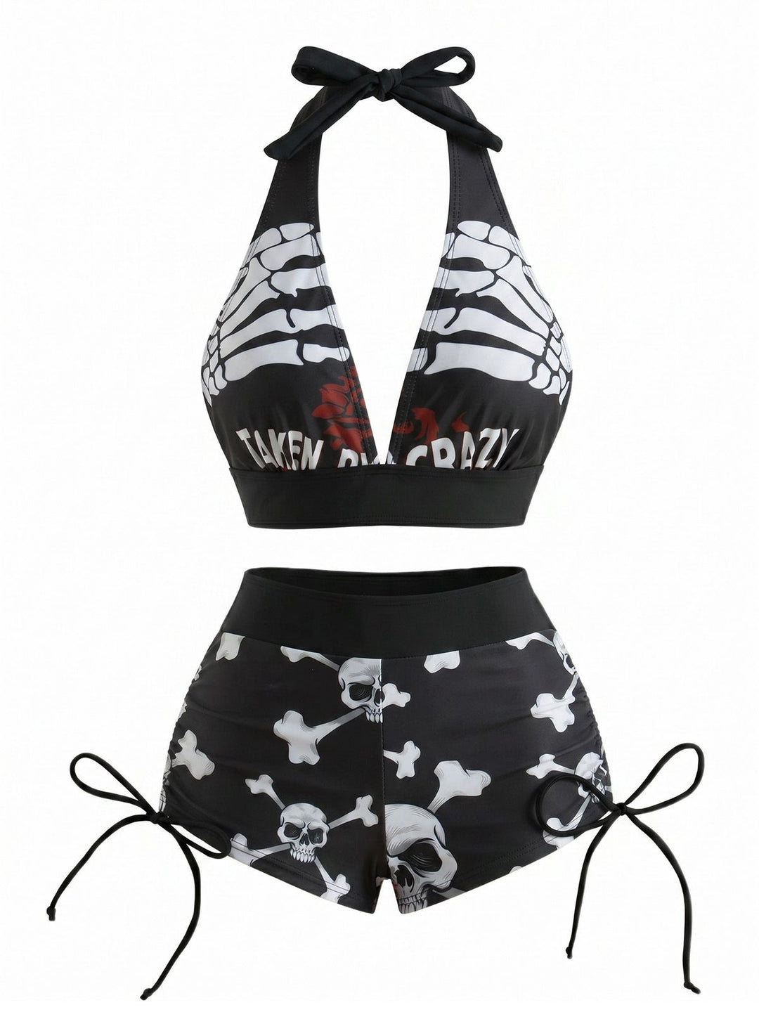 Punk Halter Rock Skull Bikini Set, vintage swimsuit, swimwear - perfect for women who love vintage and retro fashion