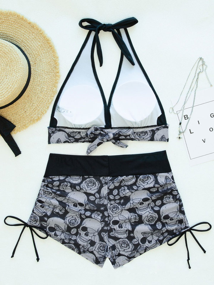 Punk Halter Rock Skull Bikini Set, vintage swimsuit, swimwear - perfect for women who love vintage and retro fashion