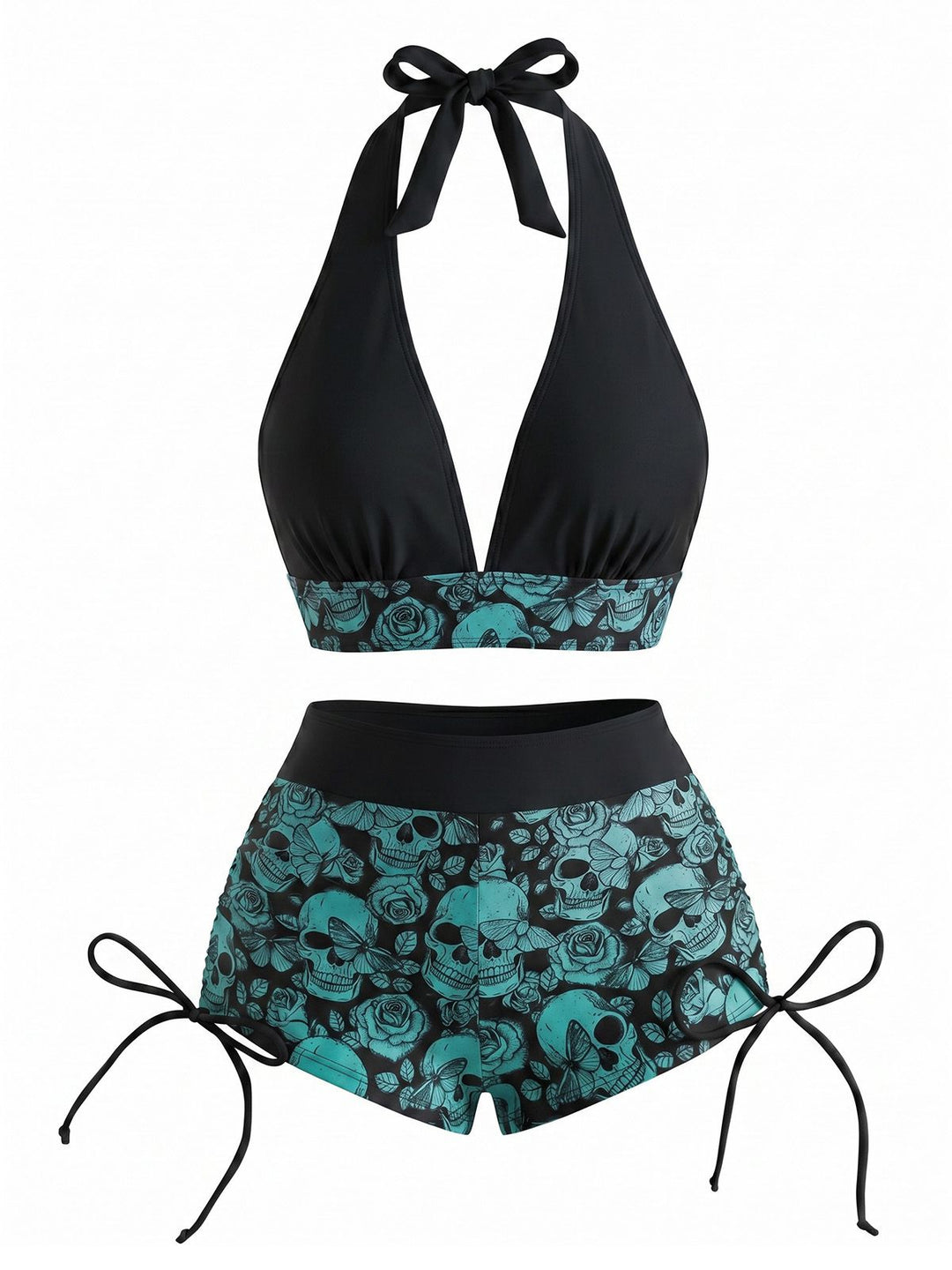 Punk Halter Rock Skull Bikini Set, vintage swimsuit, swimwear - perfect for women who love vintage and retro fashion