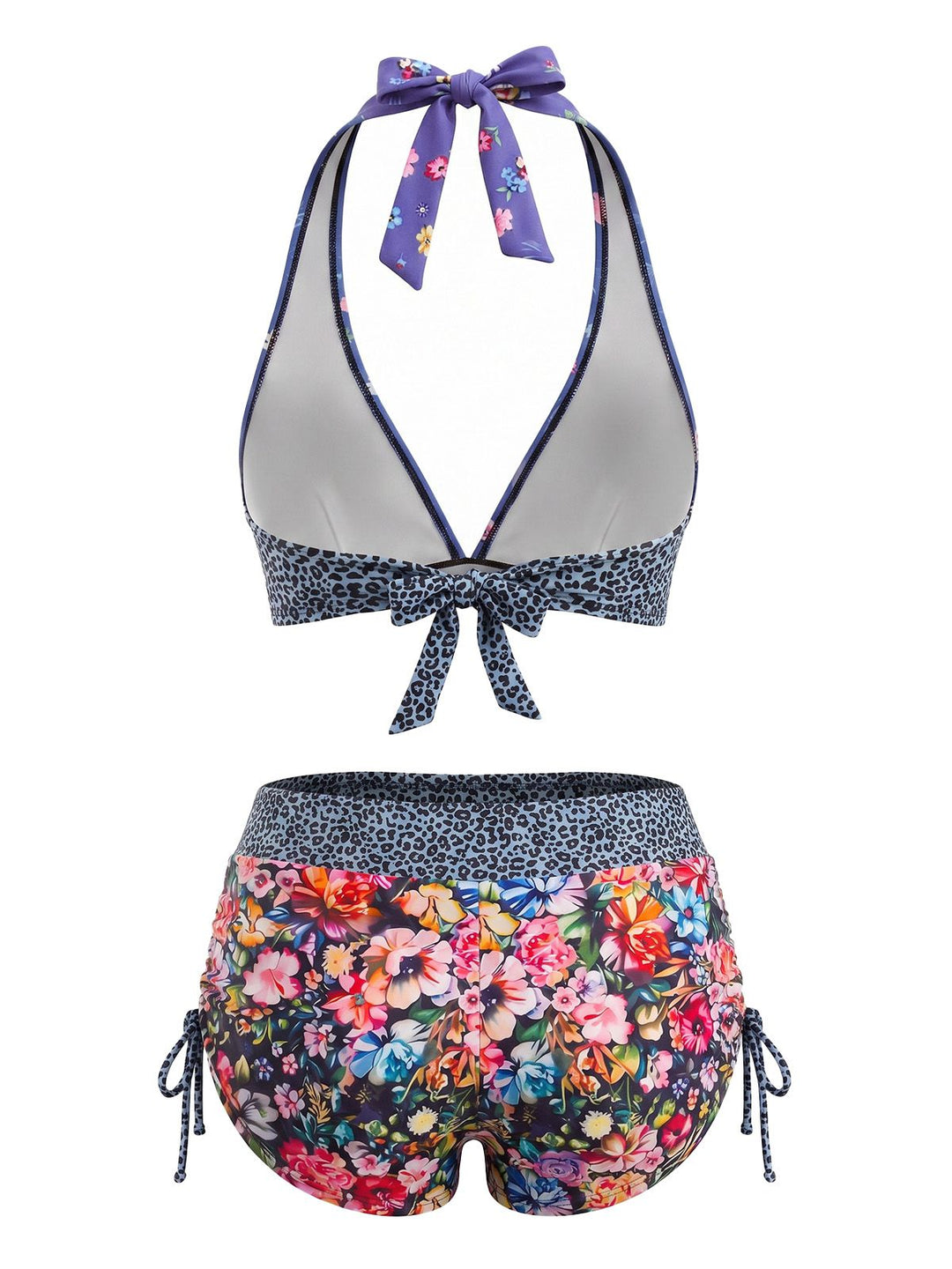 Multicolor Sugar Skull Halter Gothic Bikini Set, vintage swimsuit, swimwear - perfect for women who love vintage and retro fashion
