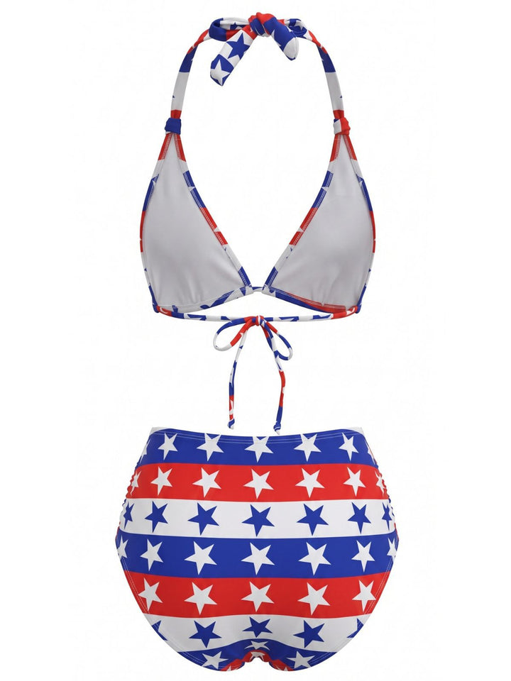 Red &amp; Blue &amp; White Star &amp; Striped Bikini Set