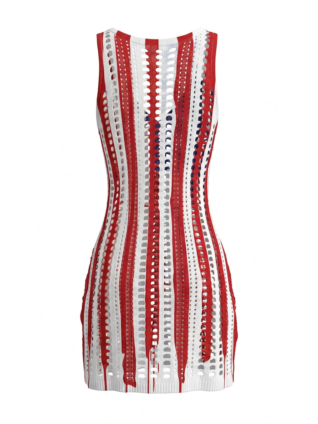 Elegant Red Blue White 1980s Vintage Swimsuit 3