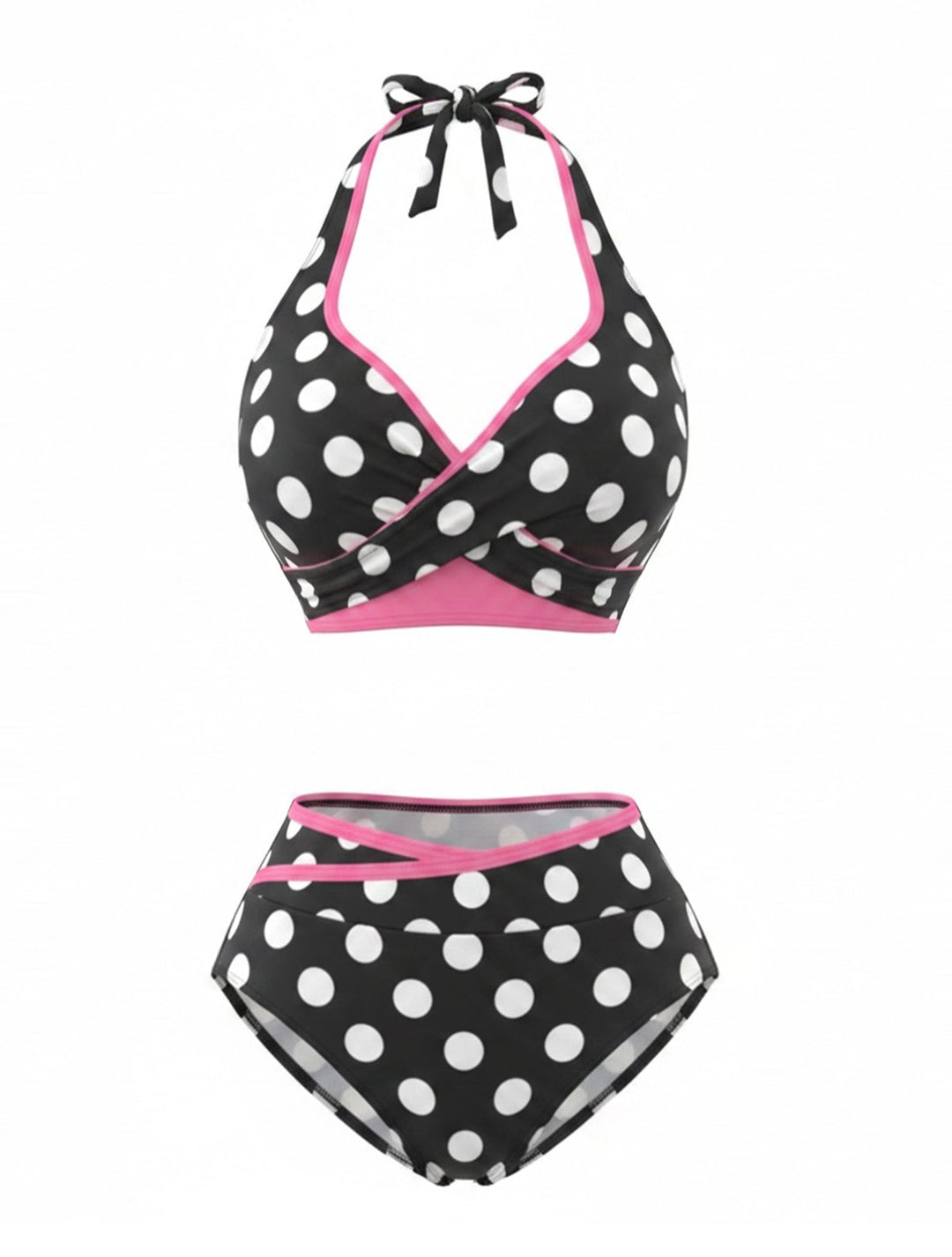 Black Wrap Two Piece Tankini Set