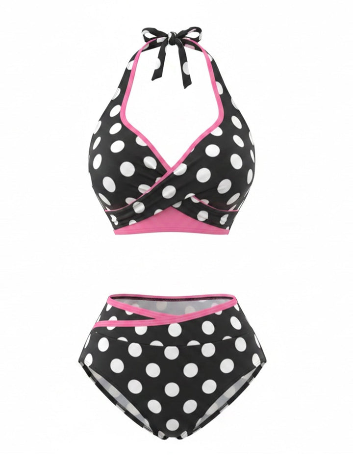 Black Wrap Two Piece Tankini Set