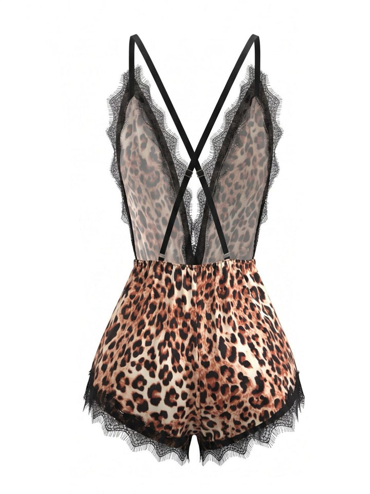 Spaghetti Strap Leopard Lace Sleepwear, vintage fashion, retro style - perfect for women who love vintage and retro fashion