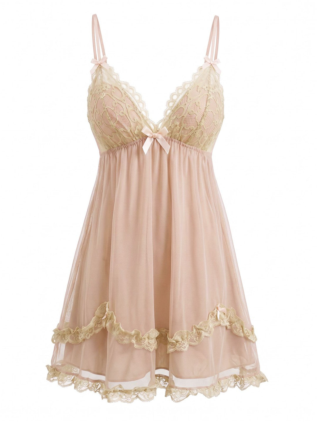 Green Lace Trim Mesh V-Neck Slip Nightgown, vintage fashion, retro style - perfect for women who love vintage and retro fashion
