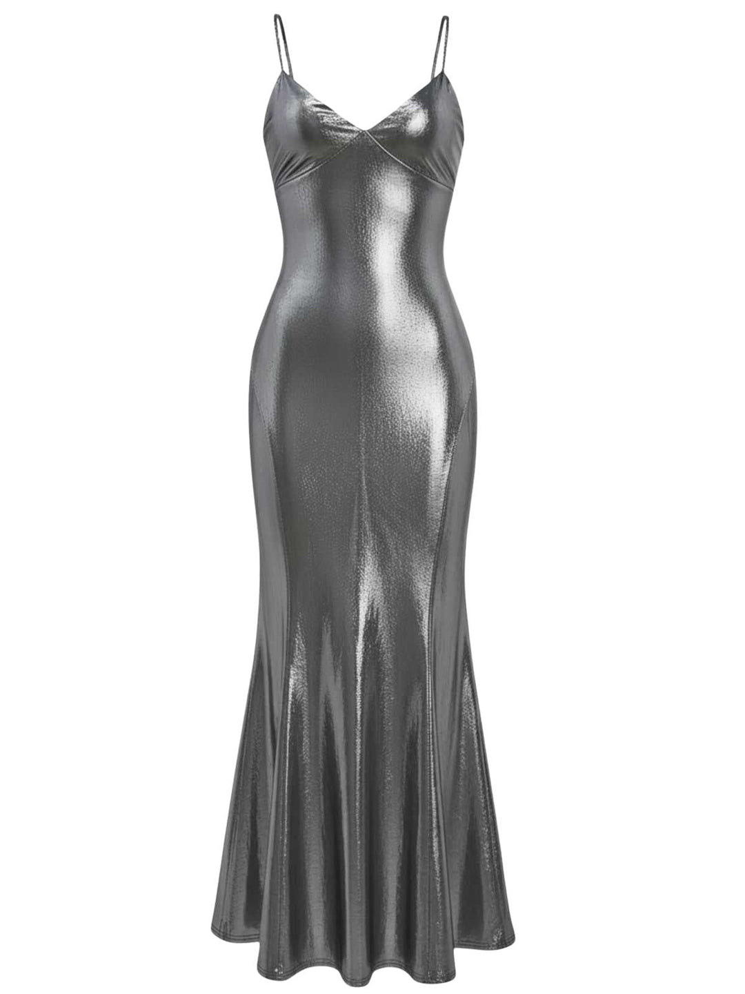 Silver 1930s Spaghetti Strap Mermaid Dress - vintage dress, retro fashion