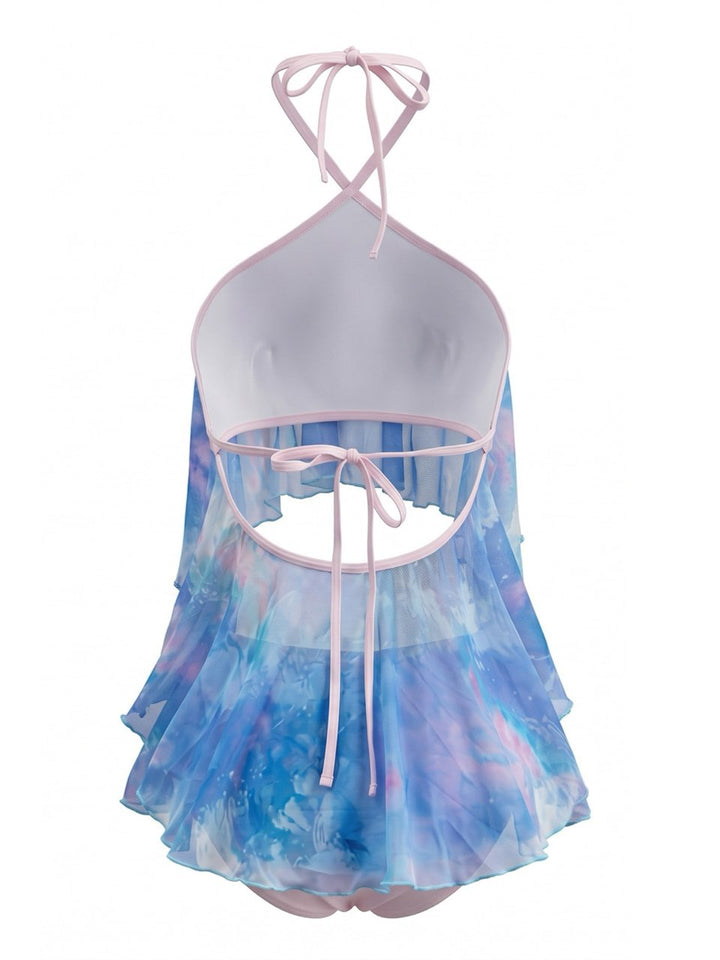 Sky Blue Halter Tankini Set, vintage fashion, retro style - perfect for women who love vintage and retro fashion