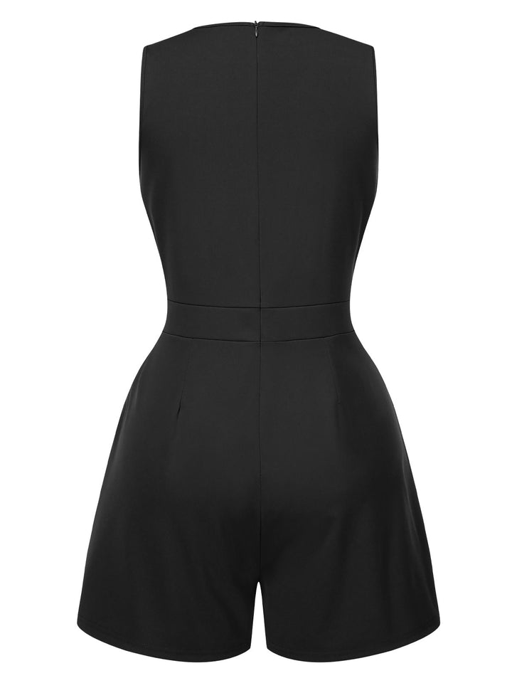 Solid 1960s Surplice VNeck Sleeveless | 1960s | vintage romper, retro jumpsuit
