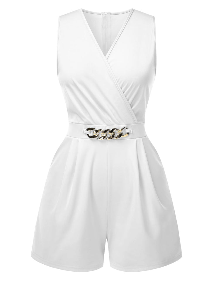 Solid 1960s Surplice VNeck Sleeveless | 1960s | vintage romper, retro jumpsuit