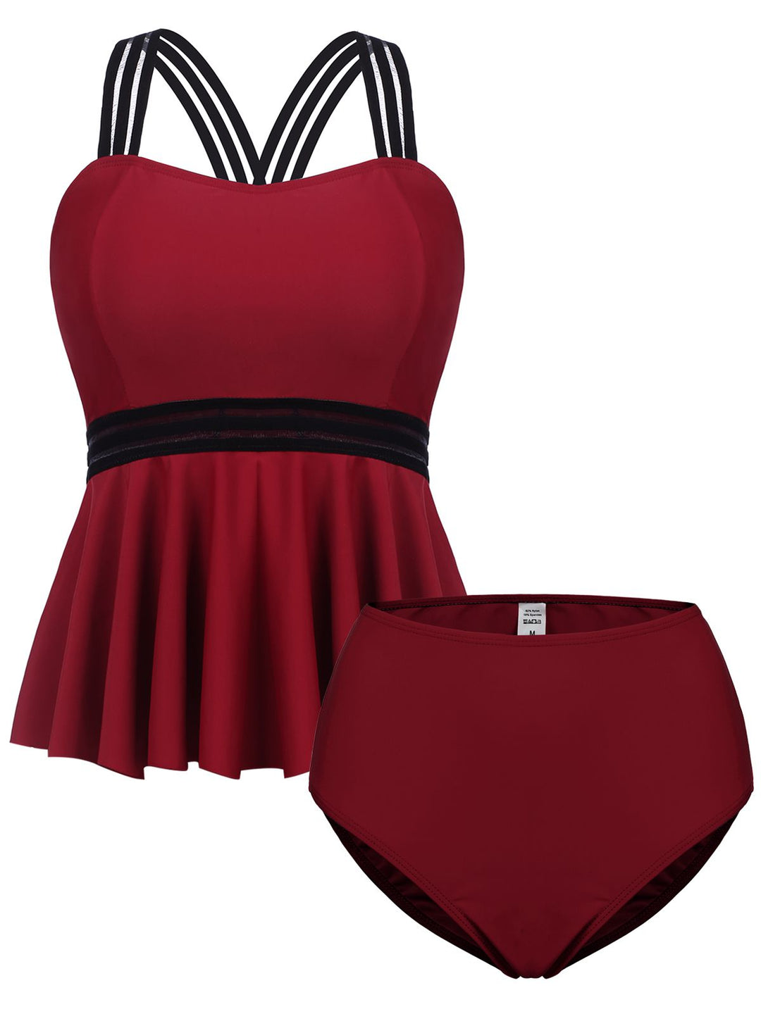 Solid Ruffle Criss Cross Tankini, classic vintage style elegant retro fashion - Image 14