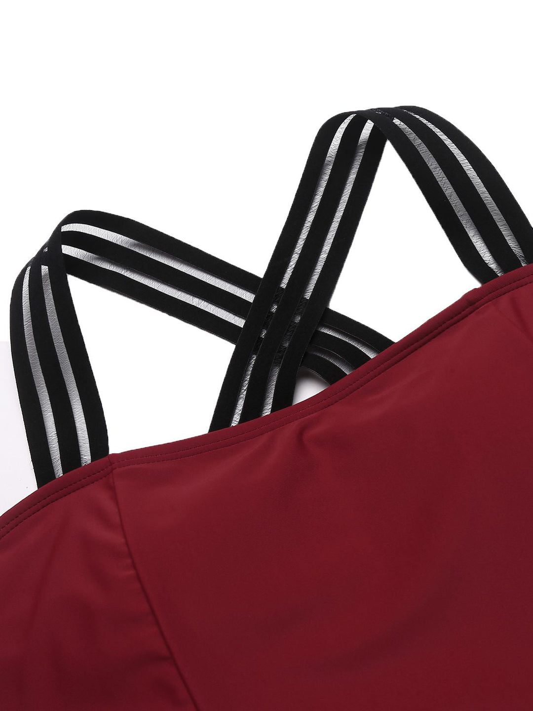 Solid Ruffle Criss Cross Tankini, classic vintage style elegant retro fashion - Image 18