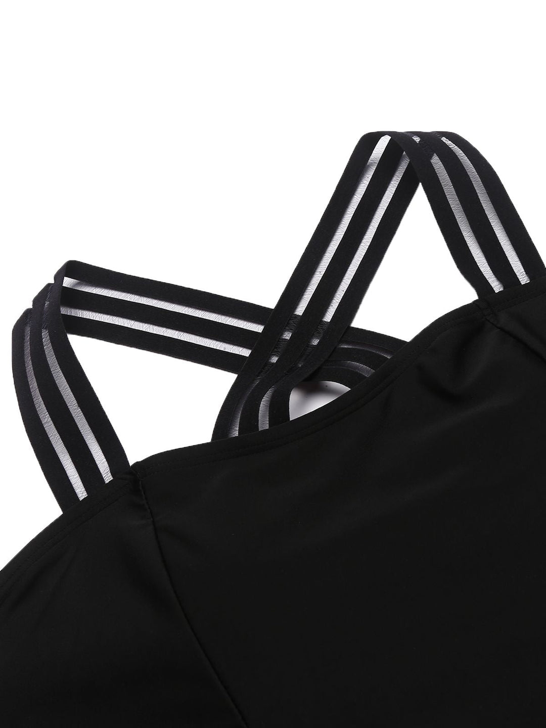 Solid Ruffle Criss Cross Tankini, classic vintage style elegant retro fashion - Image 6