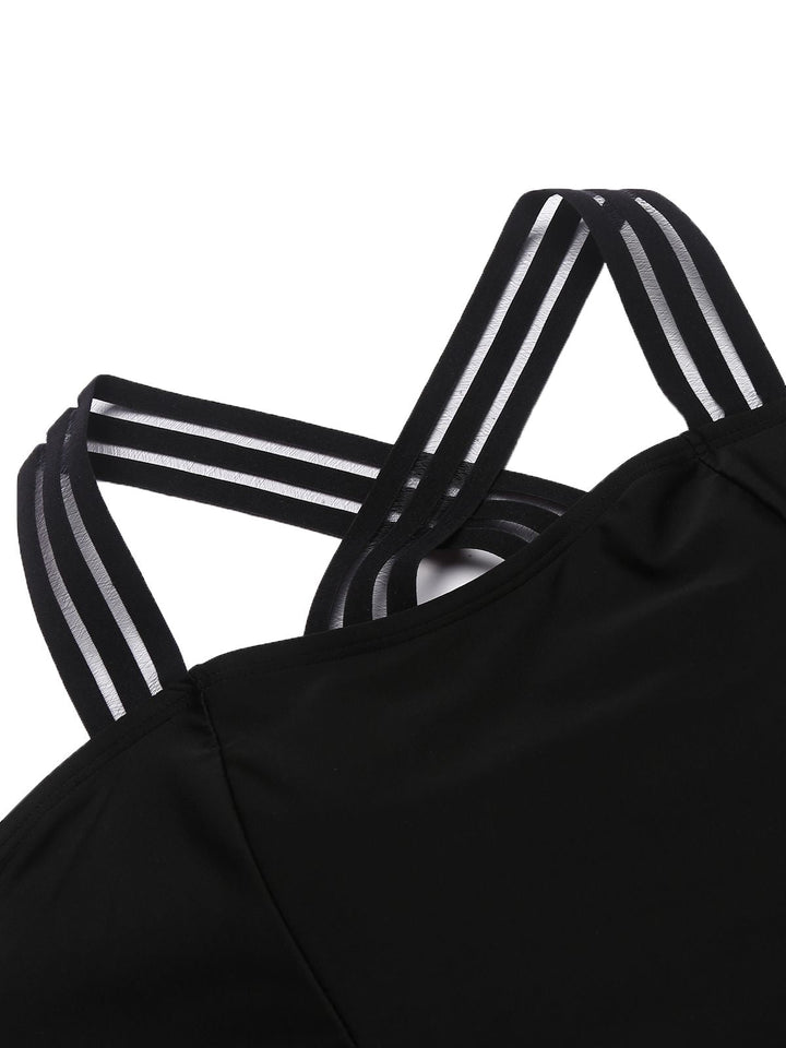Solid Ruffle Criss Cross Tankini, classic vintage style elegant retro fashion - Image 6