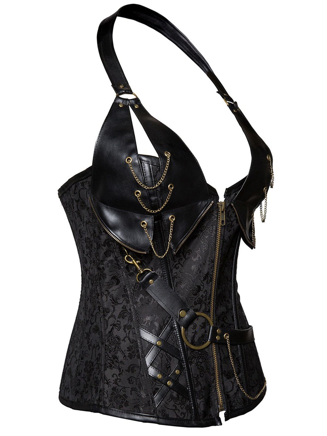 Steampunk Halter Leather Gothic Corset — vintage elegance for the modern woman