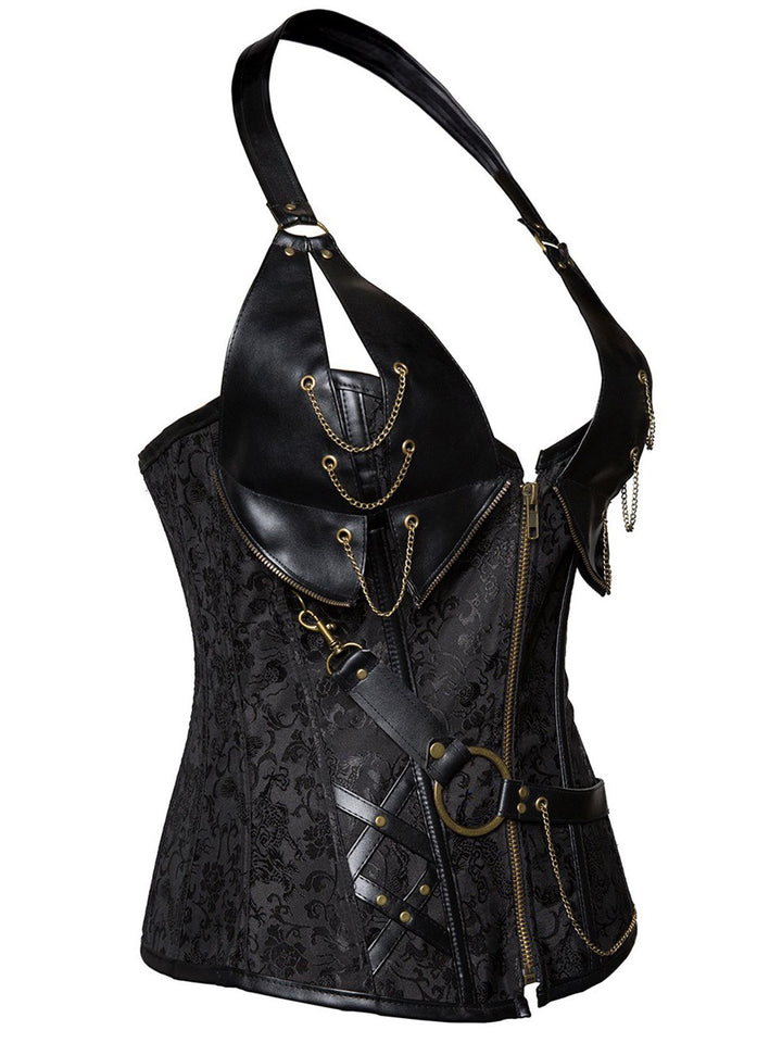 Steampunk Halter Leather Gothic Corset — vintage elegance for the modern woman