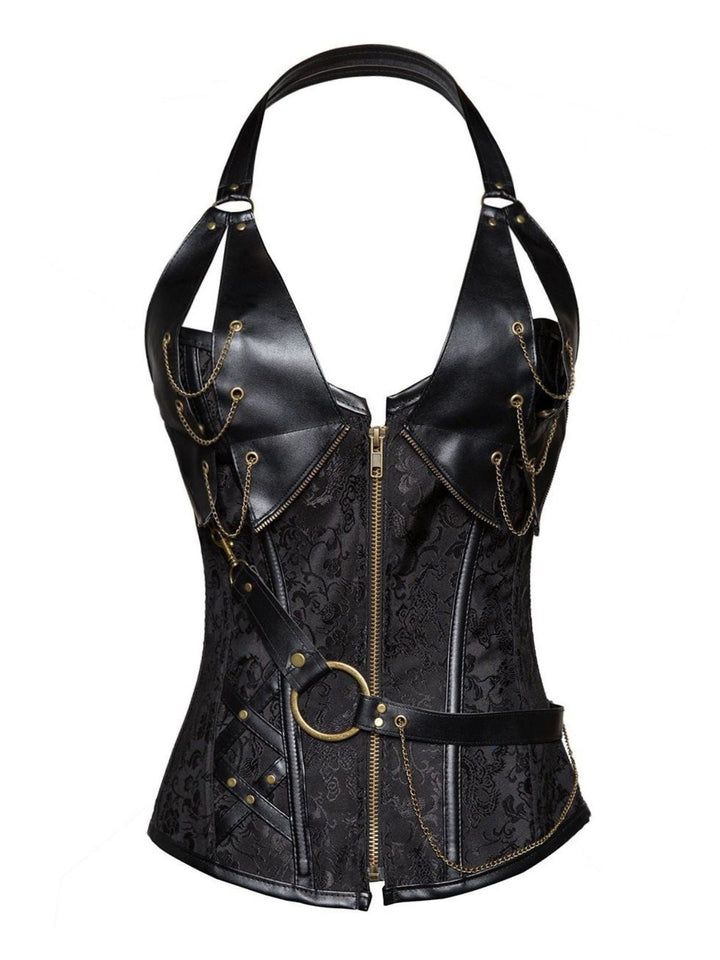 Steampunk Halter Leather Gothic Corset: timeless style reimagined