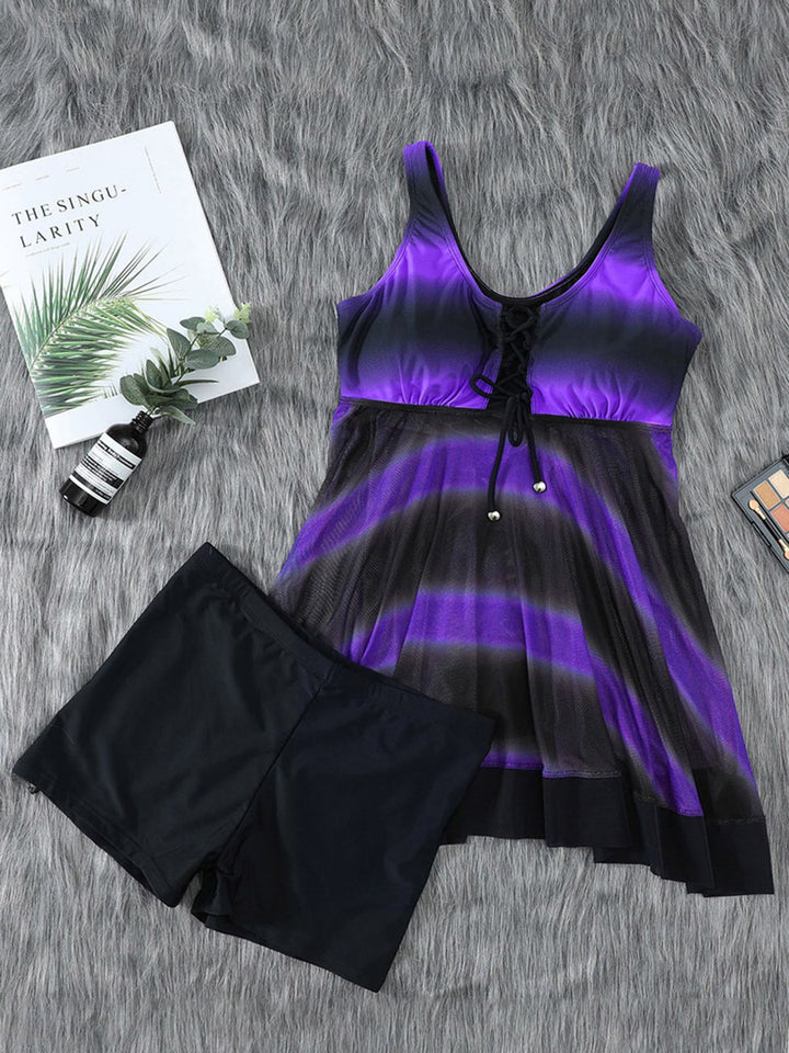 Stripes Lace-Up Tankini Set - vintage fashion, retro style