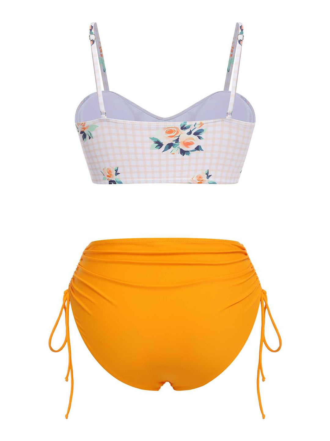 Turmeric Spaghetti Strap Roses Swimsuit — because glamour never goes out of style