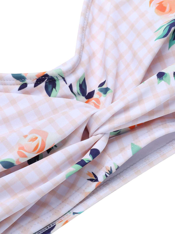 Turmeric Spaghetti Strap Roses Swimsuit — poolside glamour meets sun-drenched confidence