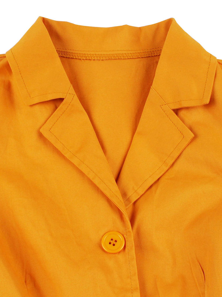 Turmeric 1950s Buttoned Lapel Belted Dress, vintage dress, retro fashion, rockabilly, pin-up fashion - perfect for women who love vintage and retro fashion