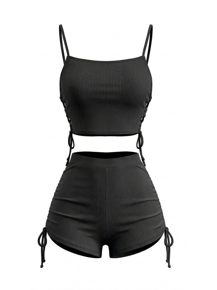 Vintage Spaghetti Strap Ruched Tankini Set, vintage fashion, retro style - perfect for women who love vintage and retro fashion