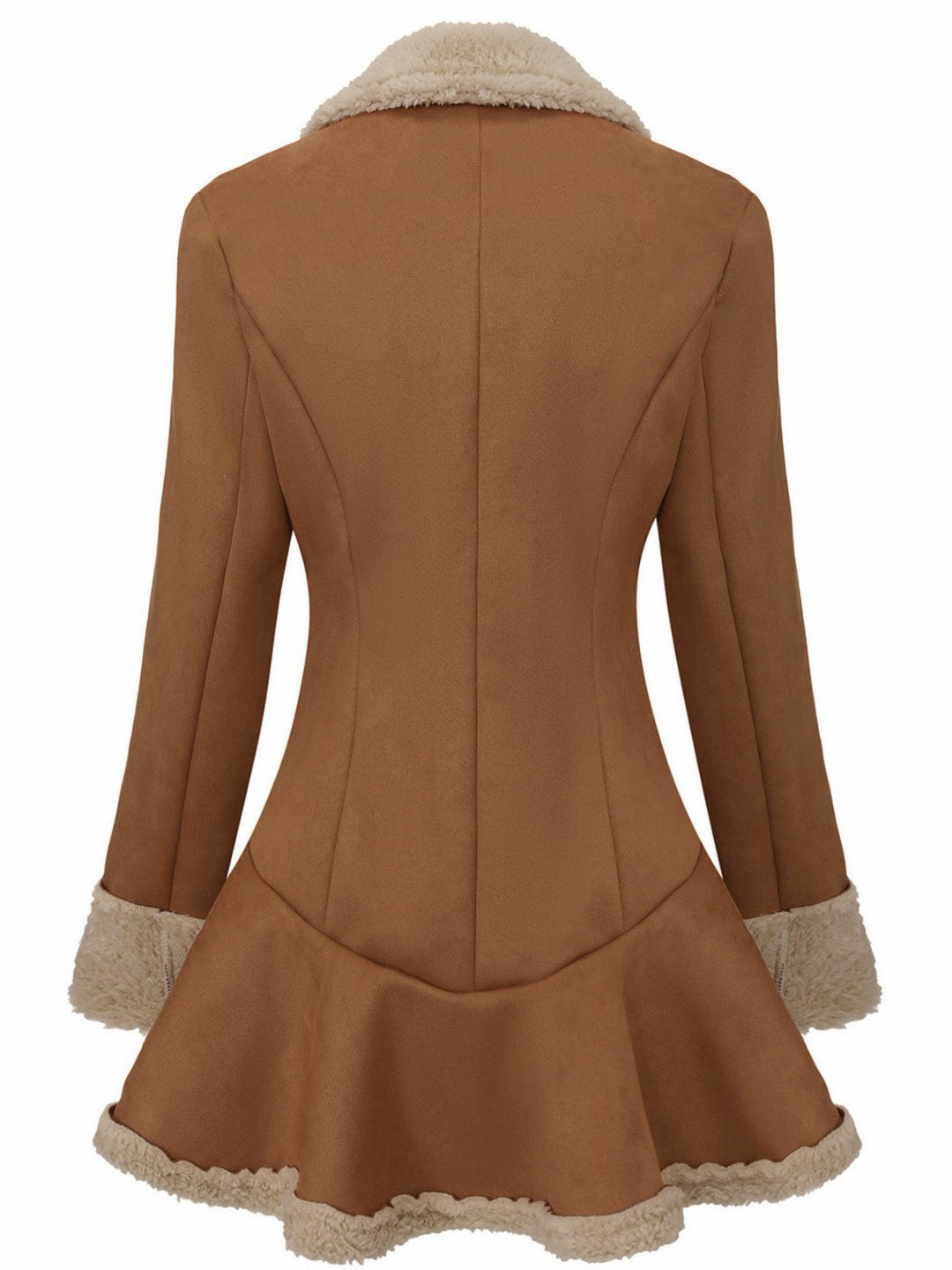Vintage 1970s Lapel Flared Hem Suede Jacket - vintage fashion, style, elegant red