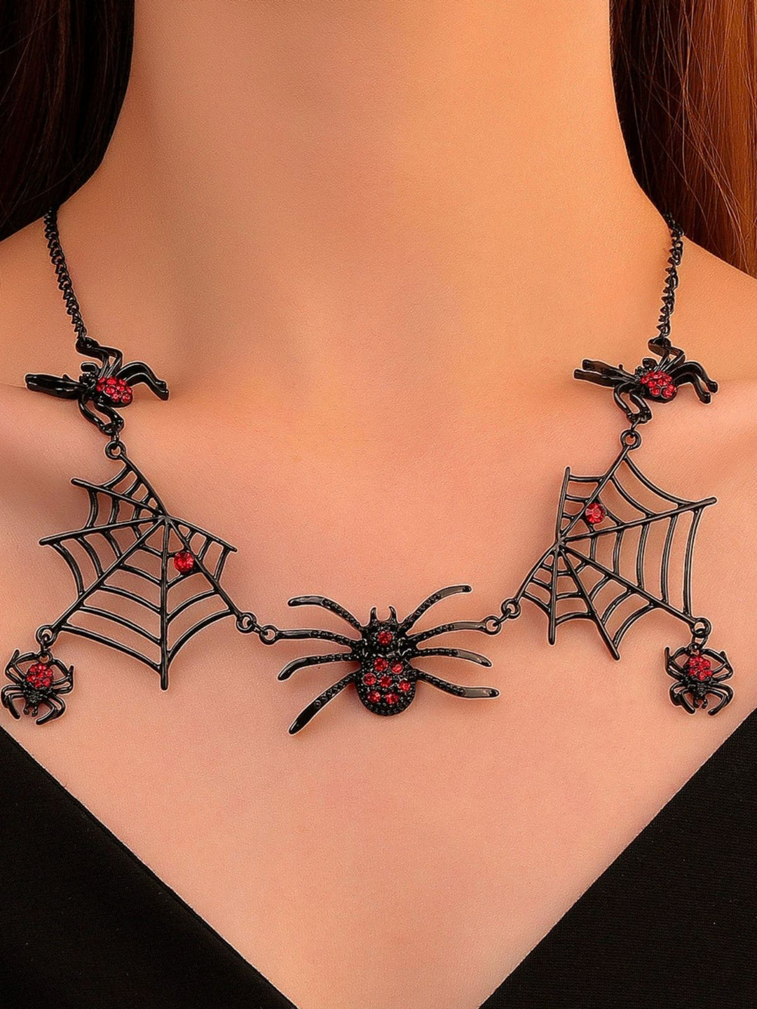 Vintage Gothic Spider &amp; Web Alloy Necklace - vintage fashion, retro style