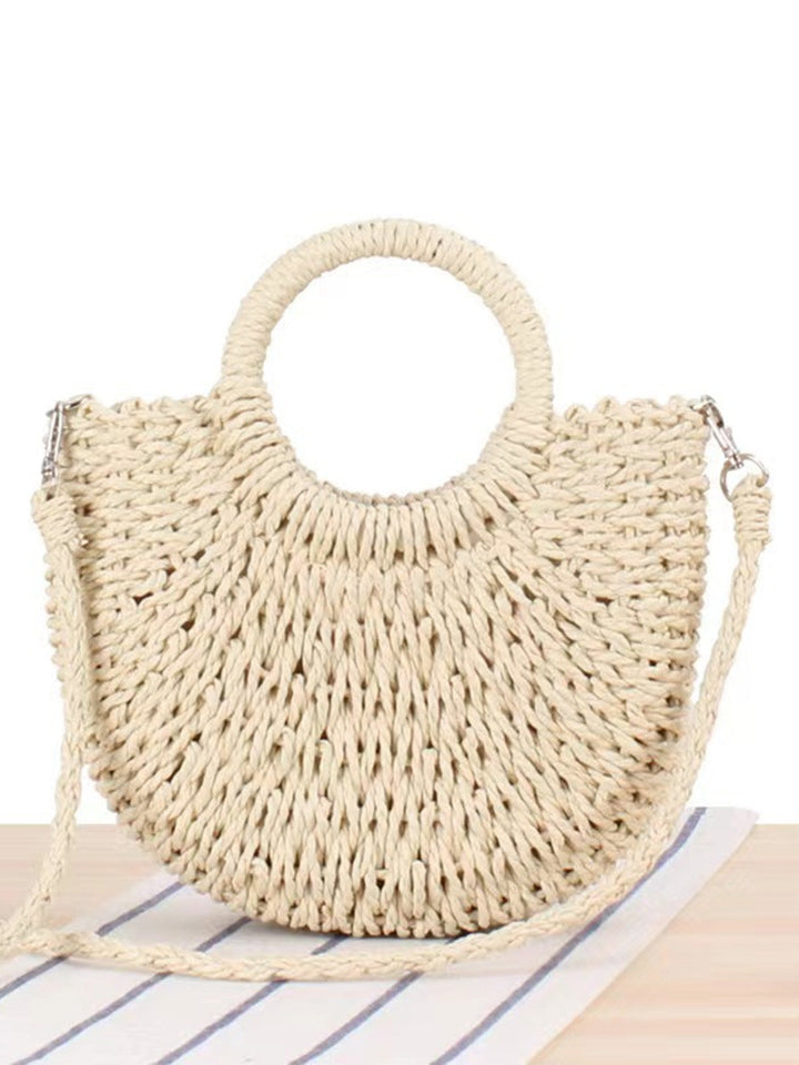 Vintage Handmade Woven Moon Shape Crossbody Beach Bag - vintage fashion, retro style