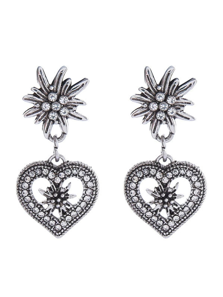 Vintage Heart Edelweiss Earrings - vintage fashion, retro style
