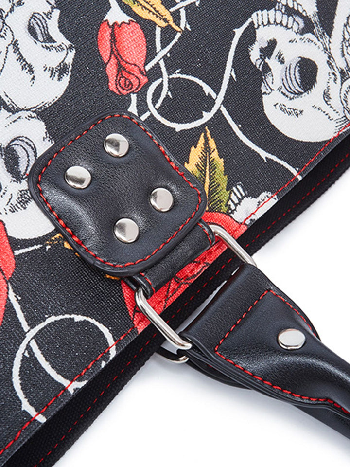 Vintage Punk Skull &amp; Rose Print Handbag - vintage fashion, retro style