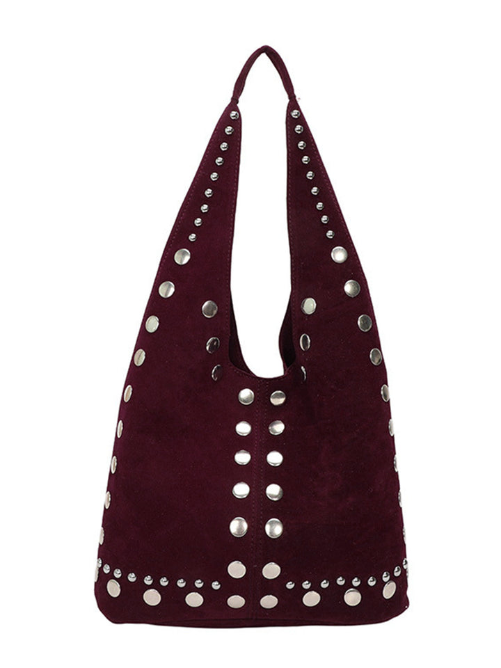 Vintage Suede Studded Shoulder Bag - vintage fashion, retro style, classic elegance for vintage lovers