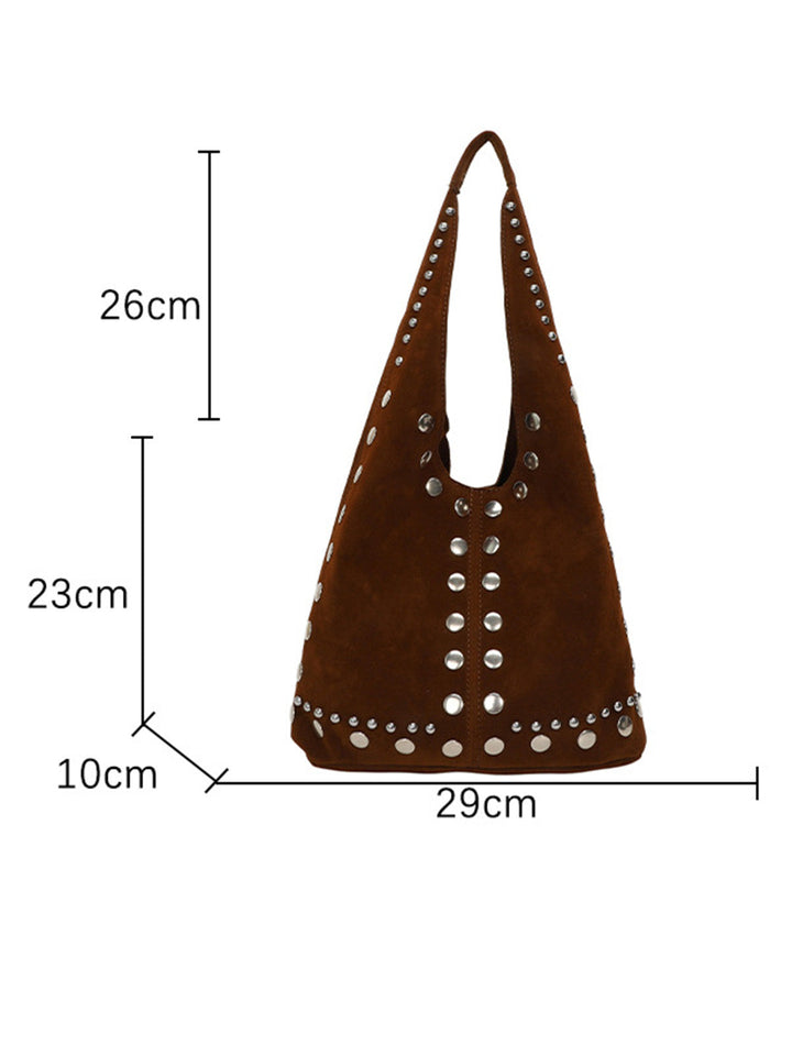 Vintage Suede Studded Shoulder Bag | vintage fashion, retro style, classic elegance - perfect for retro fashion enthusiasts