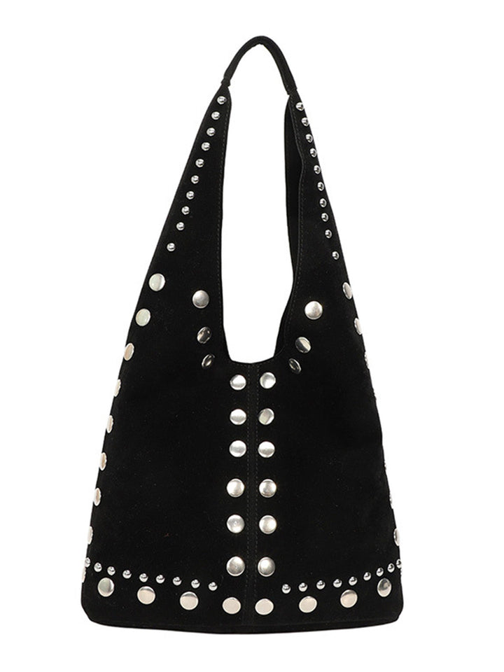Vintage Suede Studded Shoulder Bag - vintage fashion, retro style, classic elegance for vintage lovers