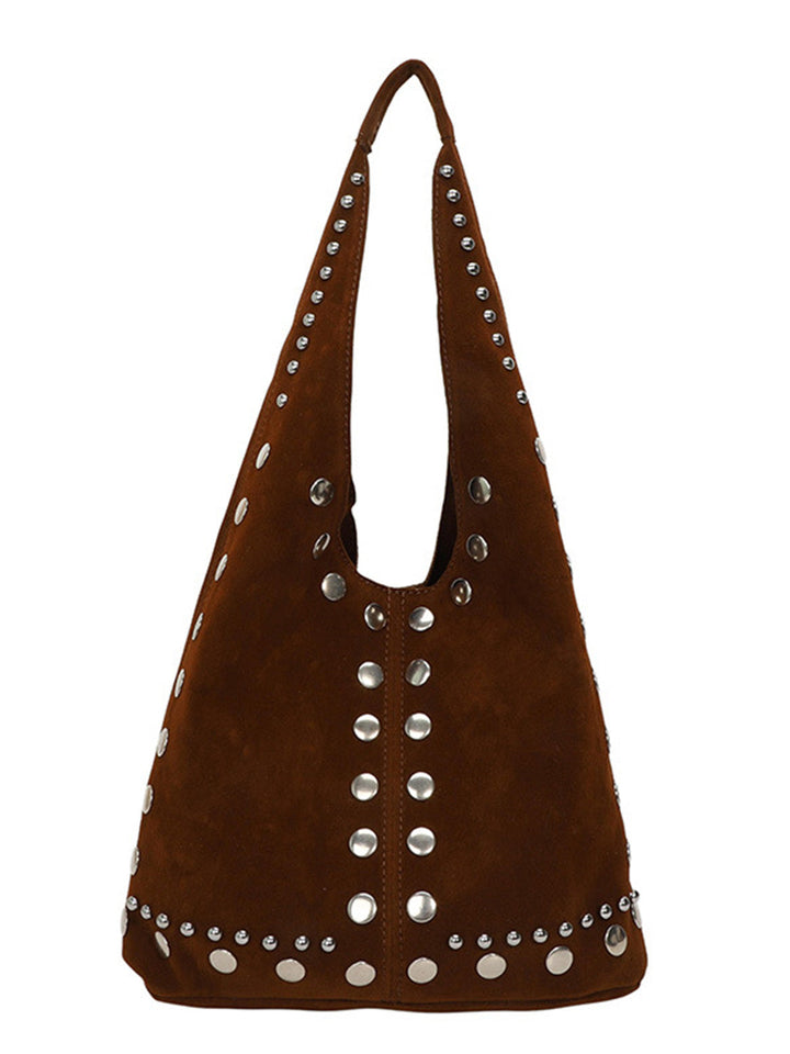 Vintage Suede Studded Shoulder Bag: beautiful vintage fashion, retro style, classic elegance with timeless appeal