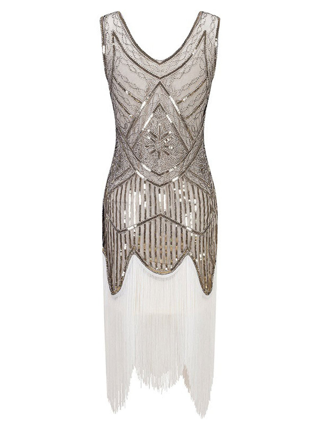 White 1920s Fringed Flapper Dress: where 1920s romance meets her modern spirit