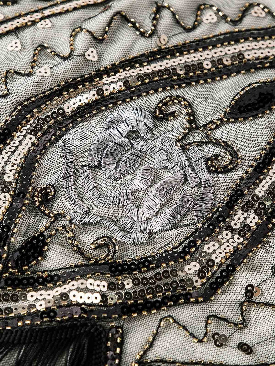 White 1920s Sequined Fringe Dress, classic 1920s style elegant retro fashion - Image 7
