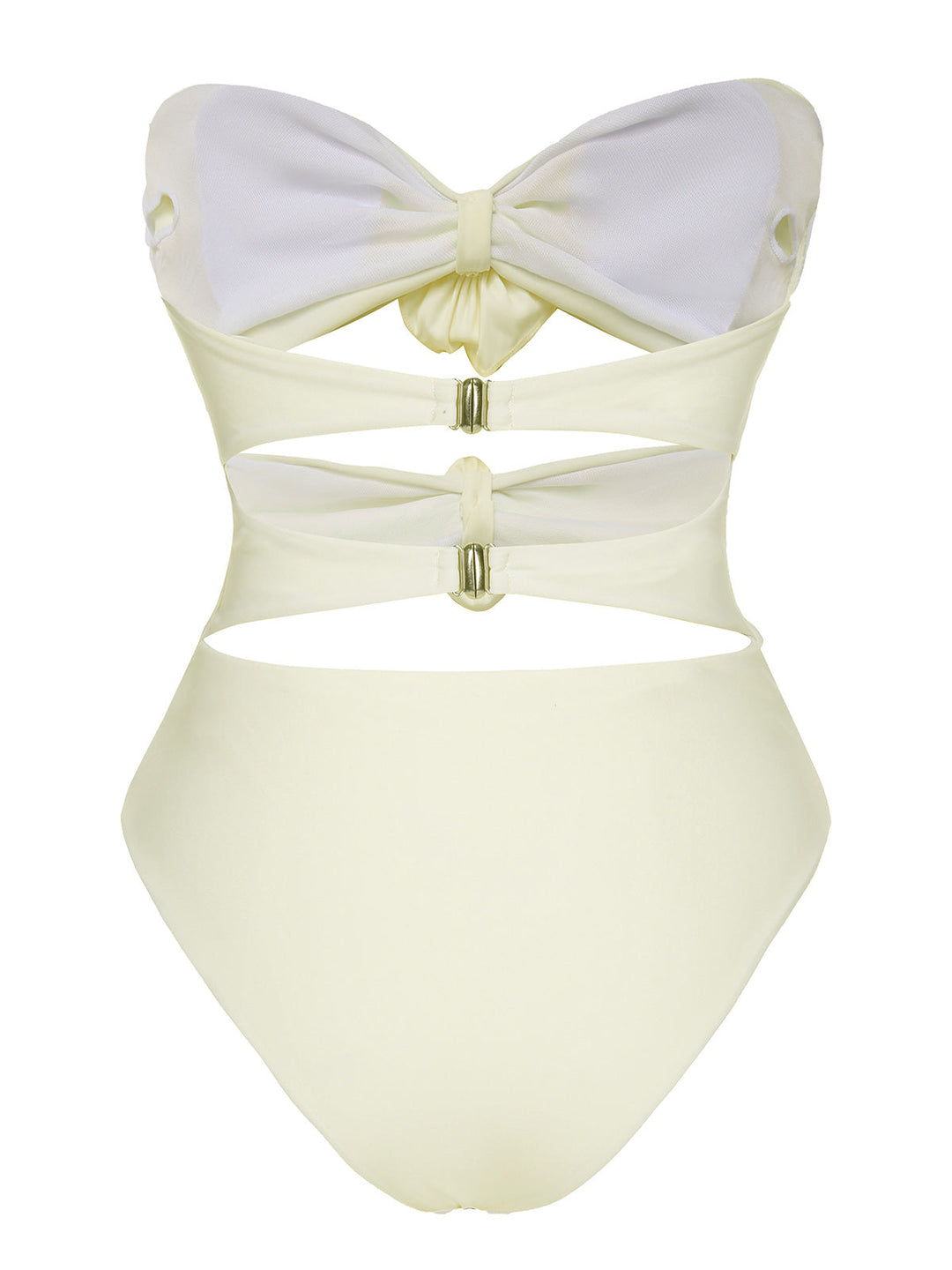 White 1930S 3D Flowers Hollow Bandeau Swimsuit, vintage swimsuit, pin-up swimwear - perfect for women who love vintage and retro fashion