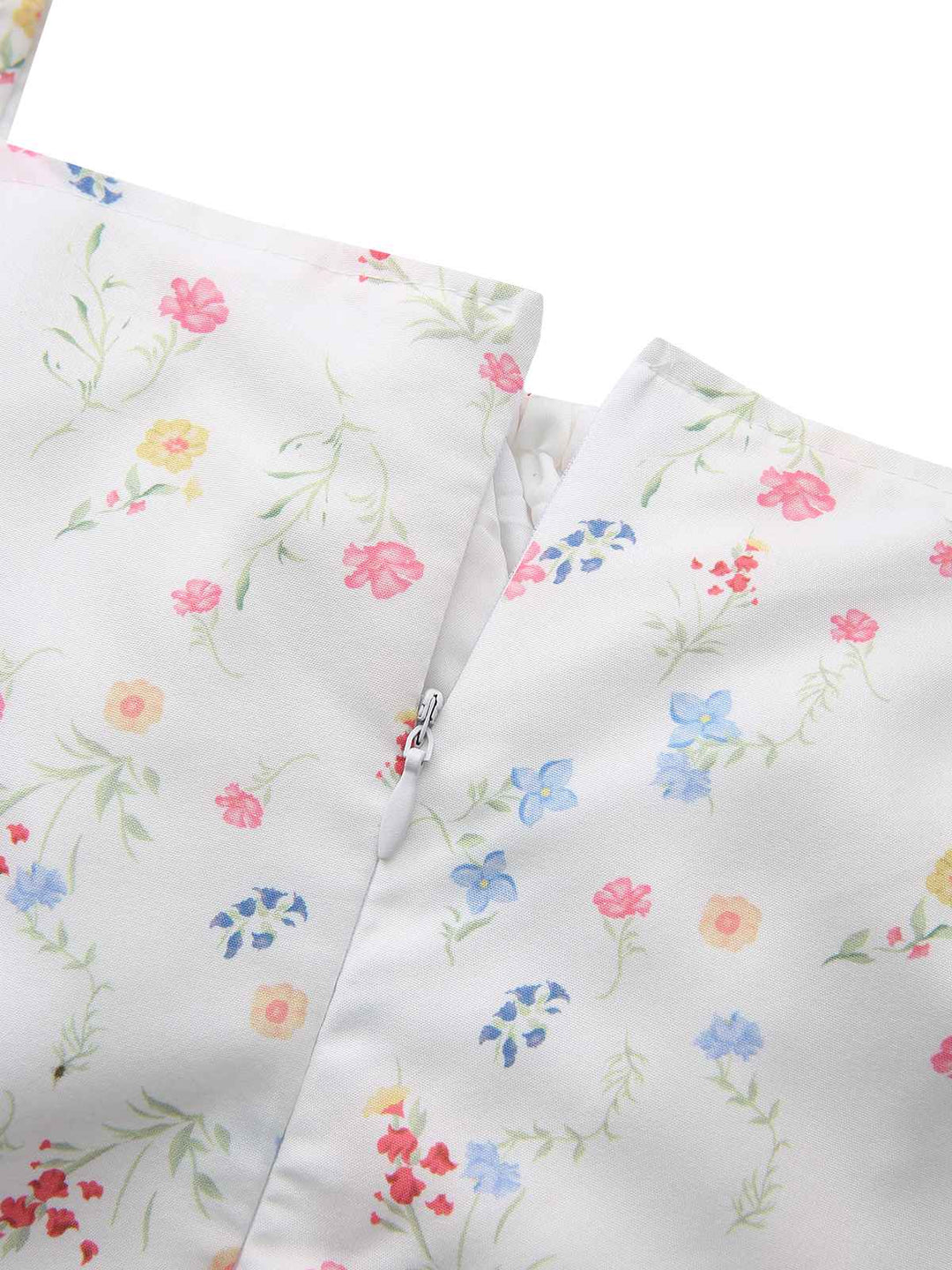 White 1930s Floral Square Neck Puff Sleeve Dress - vintage dress, retro fashion, pure white
