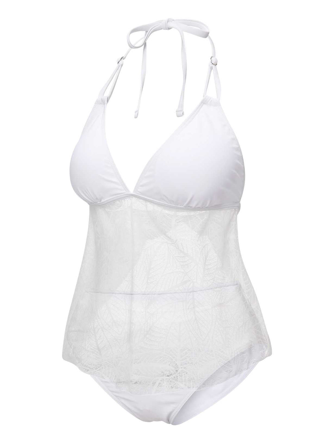 White 1930s Halter Backless Solid Swimsuit: 1930s Riviera elegance, reimagined for her