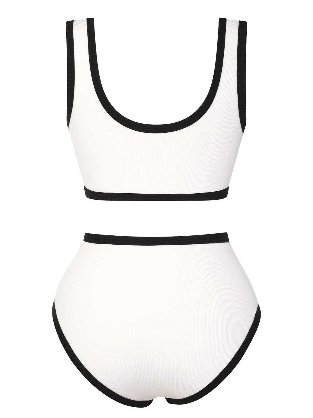 This White 1930s Knit Contrast Swimsuit carries 1930s vacation dreams in every stitch