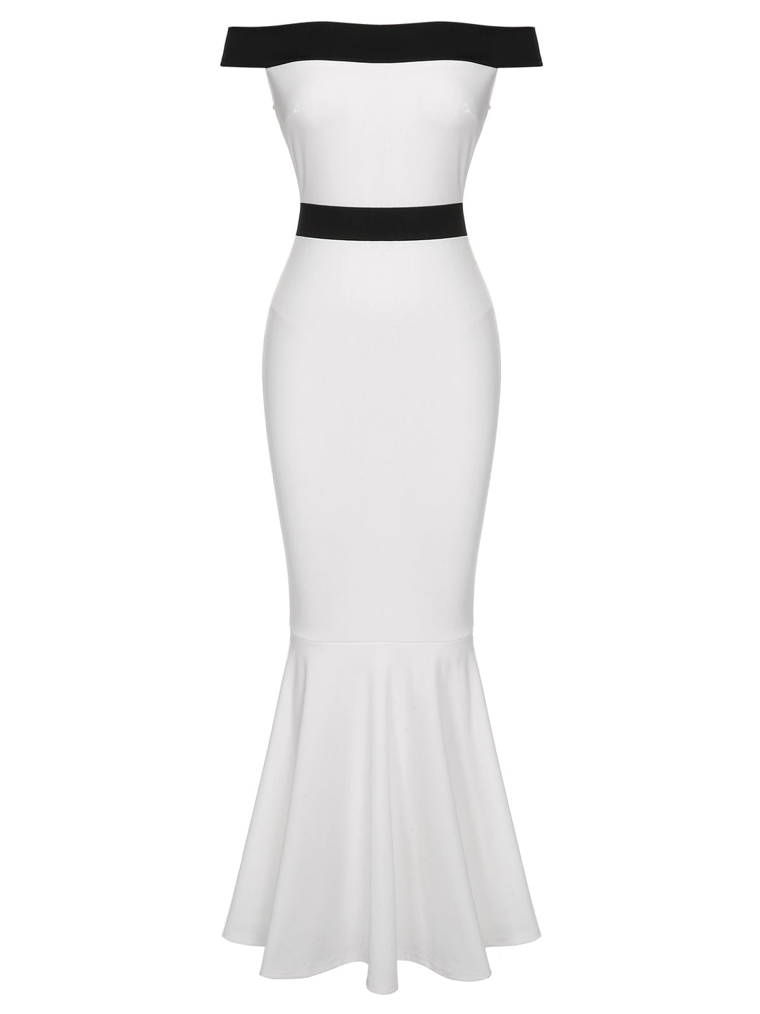 She slips into this White 1930s Off-Shoulder Fishtail Dress and suddenly it&