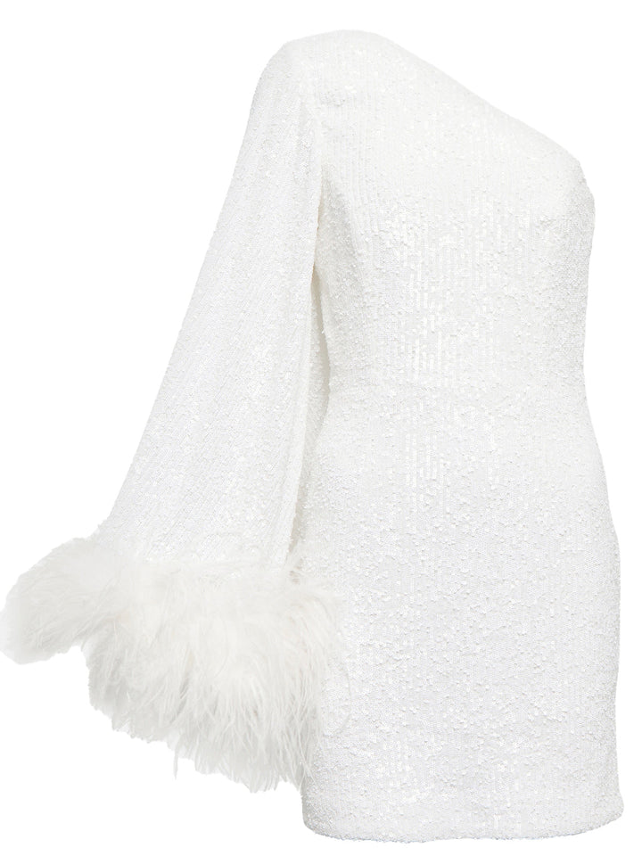 White 1930s One Shoulder Asymmetric Raw Edge Dress — the kind of 1930s dress that makes strangers smile