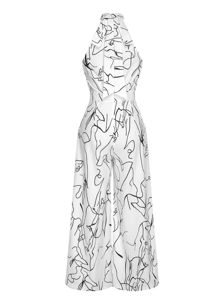 This White 1930s Round Neck Sleeveless Jumpsuit whispers 1930s secrets to those who notice