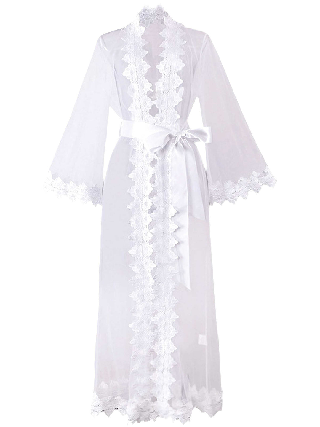 White Sheer Mesh Lace Nightdress Set - vintage dress, retro fashion, pure white