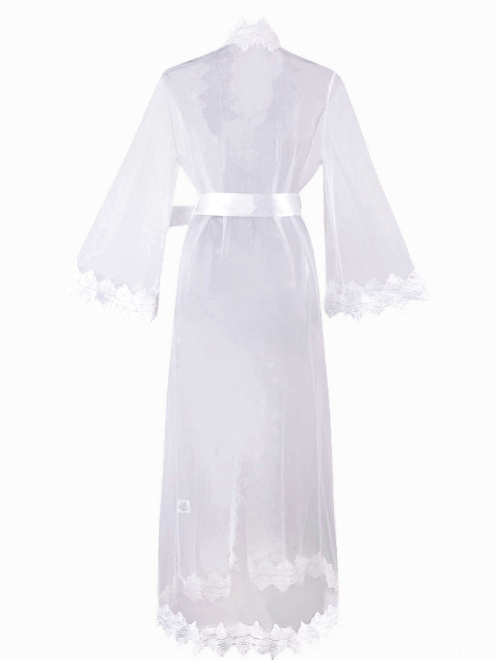 White Sheer Mesh Lace Nightdress Set - vintage dress, retro fashion, pure white