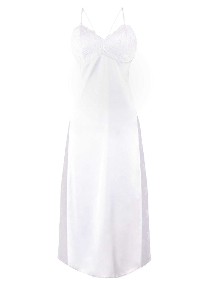 White Sheer Mesh Lace Nightdress Set - vintage dress, retro fashion, pure white