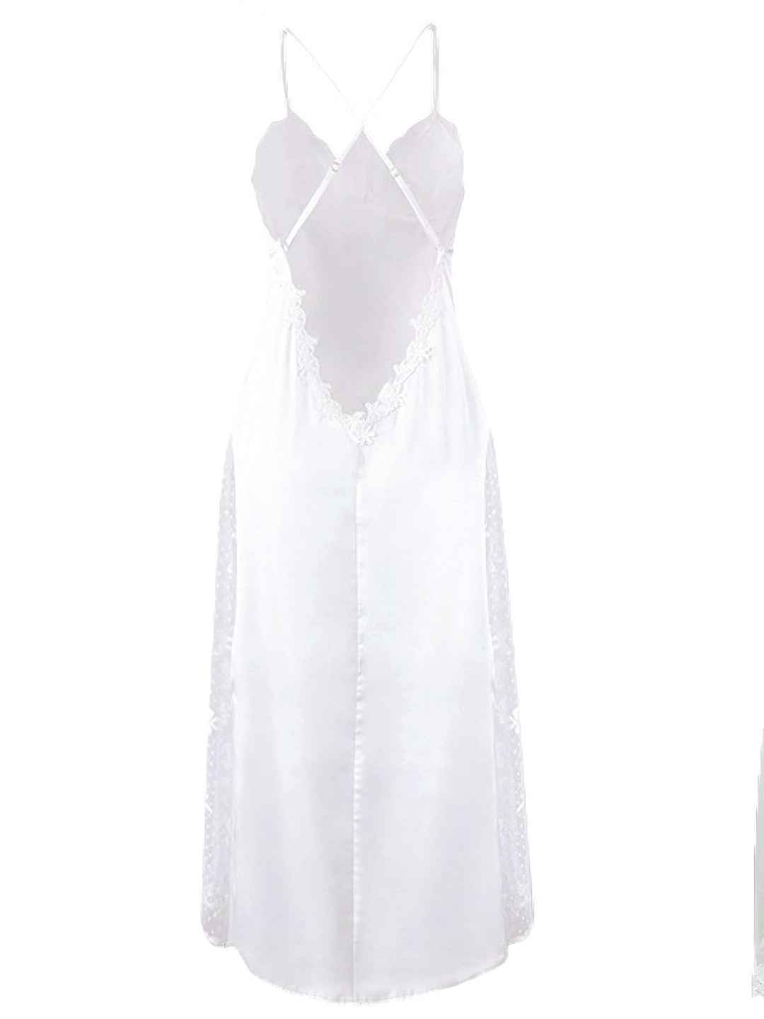 White Sheer Mesh Lace Nightdress Set - vintage dress, retro fashion, pure white